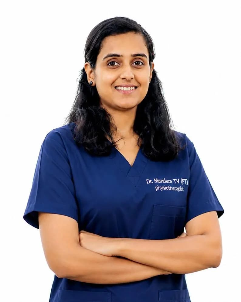 Dr Mandara TV, MPT (Neurological Sciences) — Author Hub | Pro Physiotherapy JP Nagar Bengaluru Dr Mandara TV MPT Neurological Sciences female home-visit physiotherapist JP Nagar Bannerghatta Road BTM 2nd Stage Bengaluru CAPFC antenatal postnatal fitness coach author hub