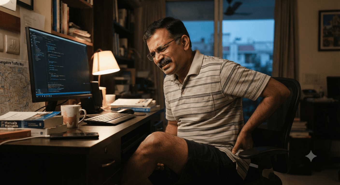 Physiotherapy near me Bangalore — IT professional with musculoskeletal pain IT professional in Bangalore experiencing neck and lower back pain from prolonged screen work — searching for physiotherapy near me Bangalore